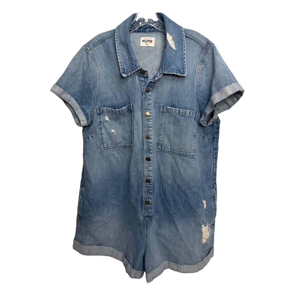 Show Me Your Mumu Medium Wash Denim Romper Size XXL